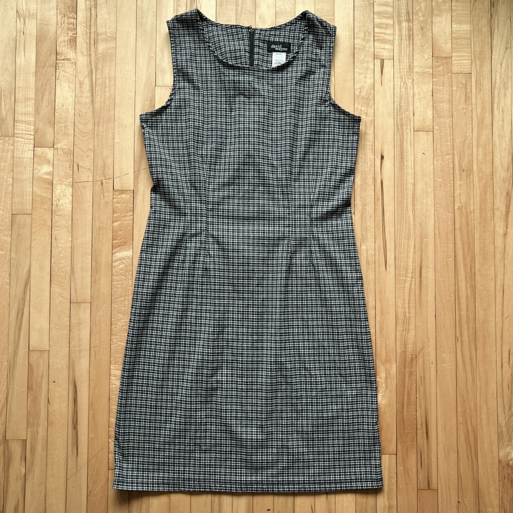 Vintage David Wayne Sleeveless Black and White Check Knee Length Dress